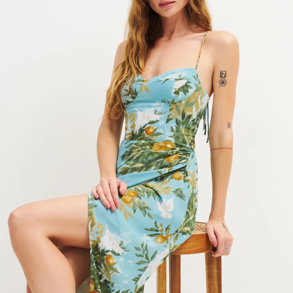 NWOT- Reformation Kourtney Midi Dress in Villa Livia - Picture 6 of 9